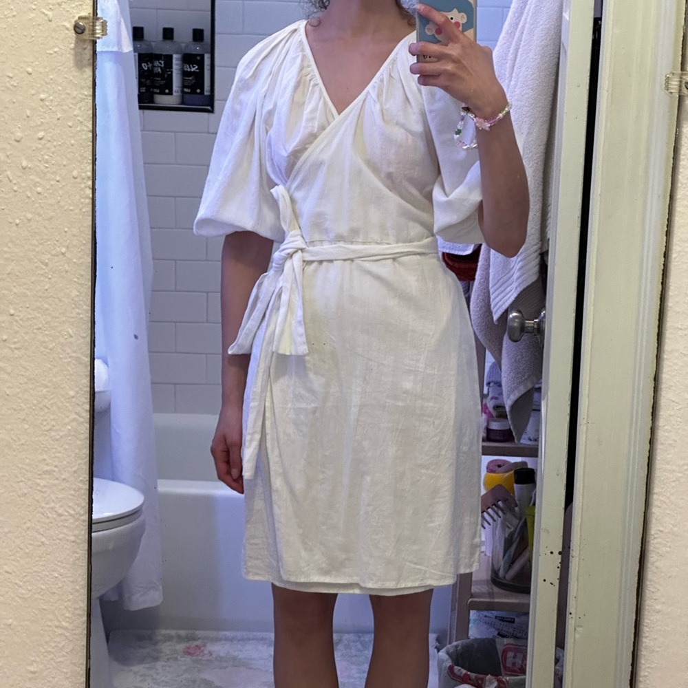 White wrap dress
